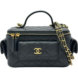 シャネル CHANEL マトラッセ トップハンドル ヴァニティ AP3017 ブラック ゴールド金具 キャビアスキン レディース ショルダーバッグ