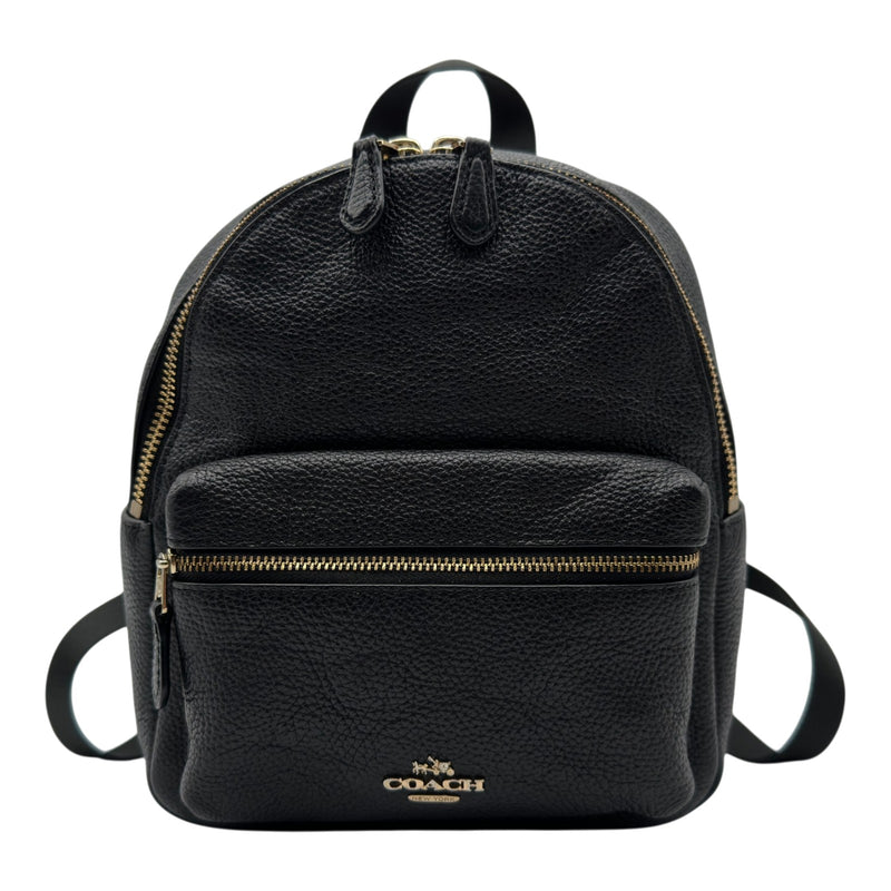 【新品】COACH リュック ブラックレザー F38263 ミニチャーリー コーチ COACH バックパック F38263 ブラック レザー レディース