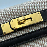 エルメス HERMES ケリー28 外縫い K刻印 エクリュベージュ/モカ ゴールド金具 トワルアッシュ/スイフト レディース ショルダーバッグ