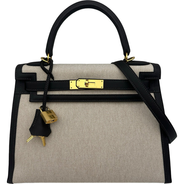エルメス HERMES ケリー28 外縫い K刻印 エクリュベージュ/モカ