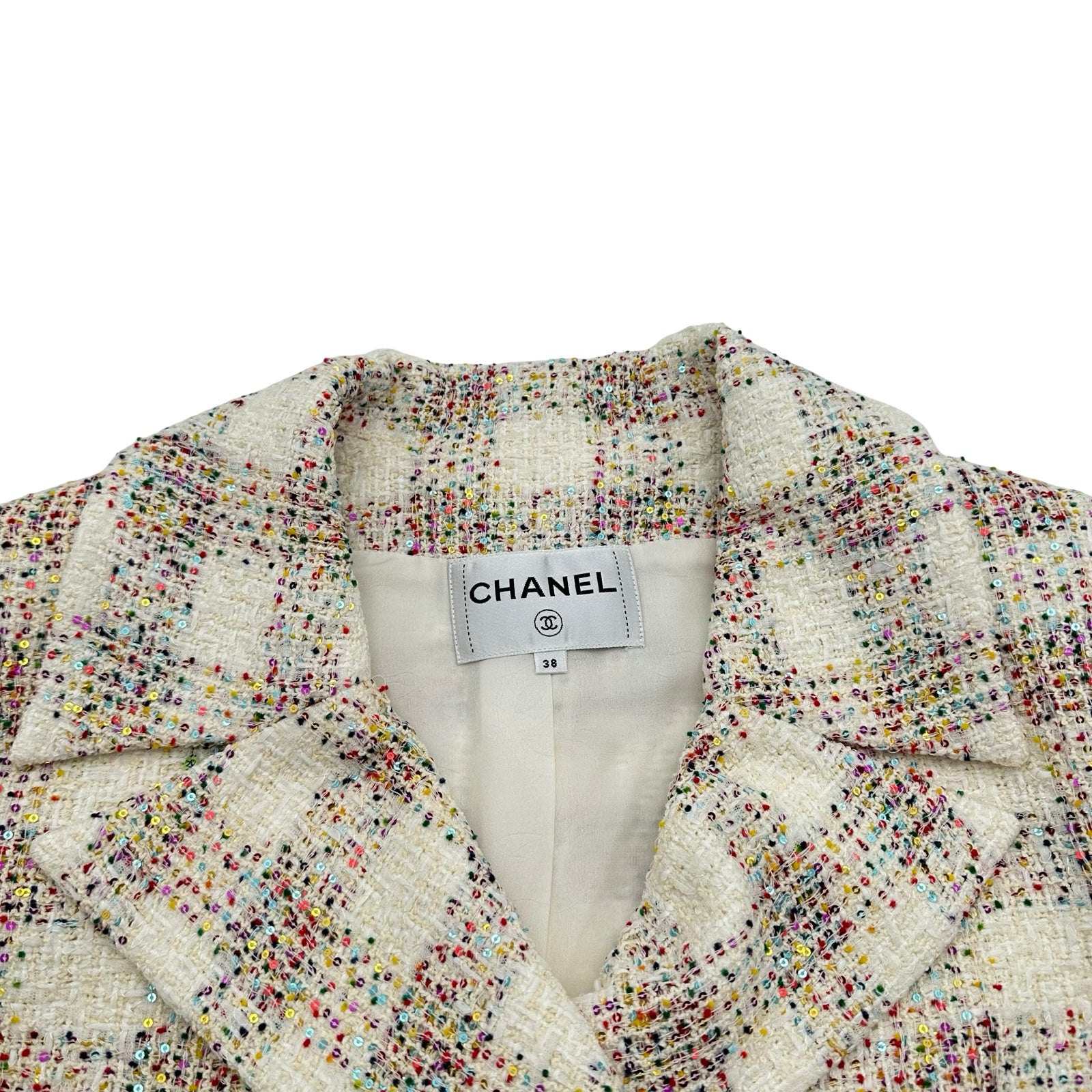 シャネル CHANEL ココマークボタンスパンコールツイードジャケット