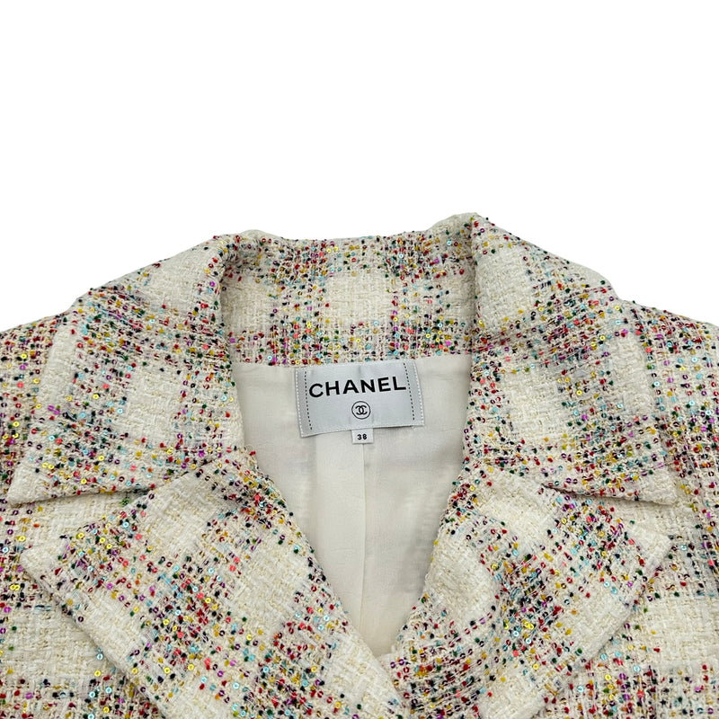 シャネル CHANEL ココマークボタンスパンコールツイードジャケット