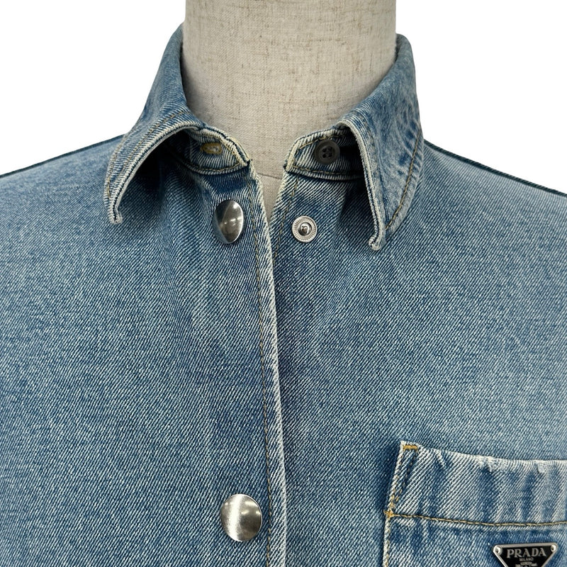 プラダ PRADA トライアングルロゴオーバーサイズデニムシャツ GFC036