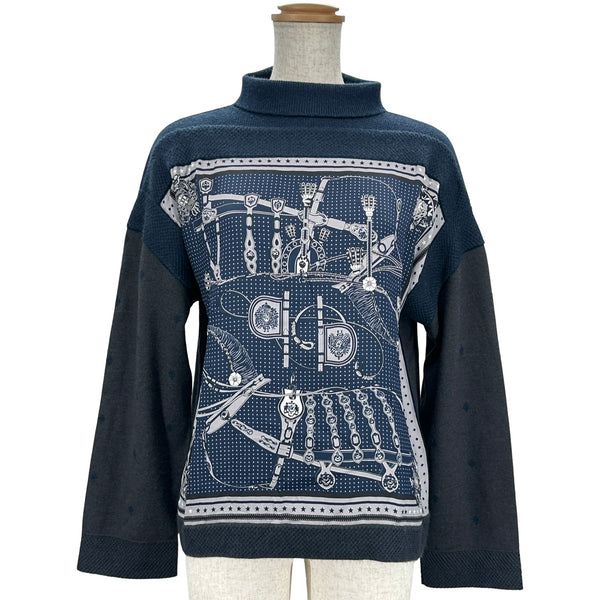エルメス HERMES ツイロルレーヌ切替ハイネックニットセーター