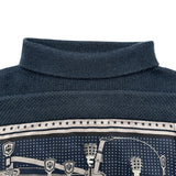 エルメス HERMES ツイロルレーヌ切替ハイネックニットセーター 2H2827DS ネイビー シルク レディース セーター