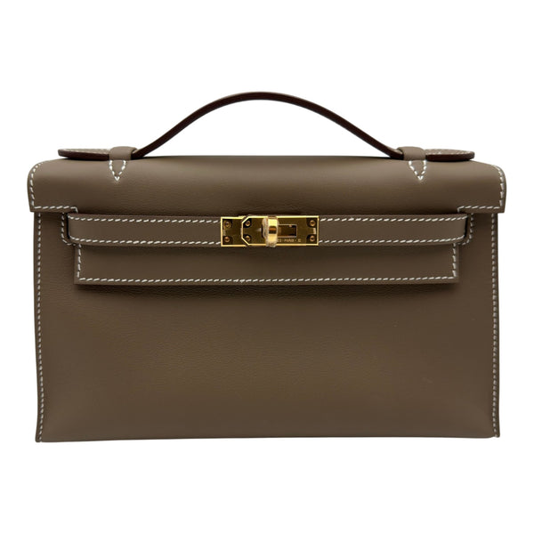 エルメス HERMES ポシェットケリー K刻 エトゥープ ゴールド金具