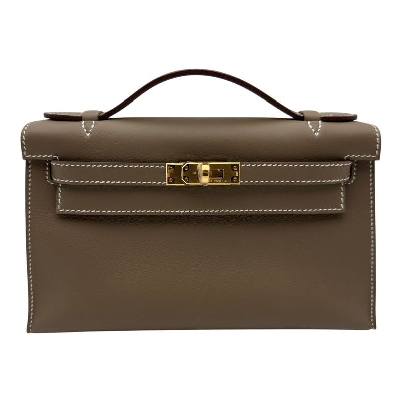 エルメス HERMES ポシェットケリー K刻 エトゥープ ゴールド金具