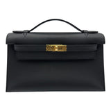 エルメス HERMES ポシェットケリー K刻 ブラック ゴールド金具 スイフト レディース ハンドバッグ