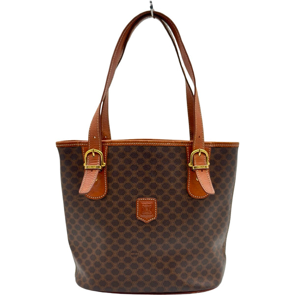 CELINE セリーヌ トートバッグ マカダム バケット型 ヴィンテージ セリーヌ CELINE マカダム バケットバッグ ブラウン PVC レディース