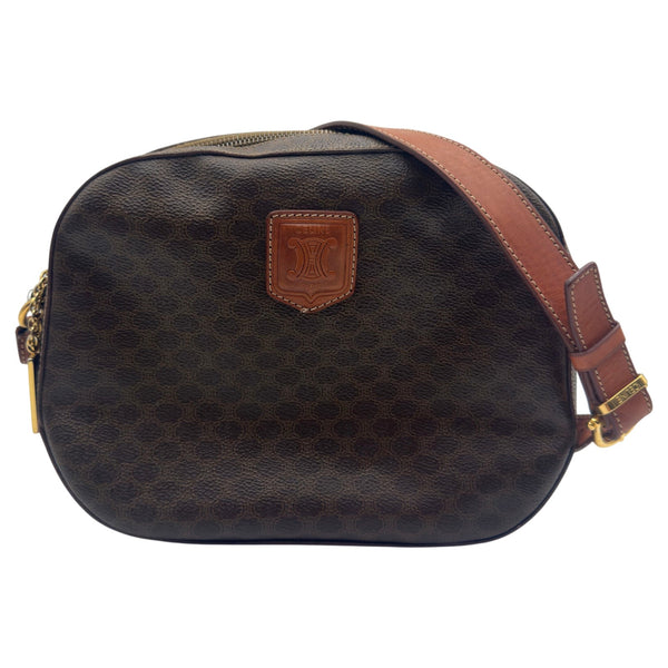 セリーヌ CELINE マカダム ショルダーバッグ ブラウン PVCコーティング
