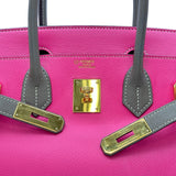 エルメス HERMES バーキン30 パーソナルオーダー □Q刻印 ローズディリアン/エトゥープ ゴールド金具 エプソン レディース ハンドバッグ