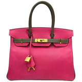 エルメス HERMES バーキン30 パーソナルオーダー □Q刻印 ローズディリアン/エトゥープ ゴールド金具 エプソン レディース ハンドバッグ