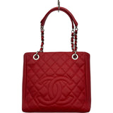 シャネル CHANEL PSTチェーントートバッグ A50994 18番台 レッド シルバー金具 キャビアスキン レディース ショルダーバッグ