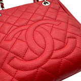 シャネル CHANEL PSTチェーントートバッグ A50994 18番台 レッド シルバー金具 キャビアスキン レディース ショルダーバッグ
