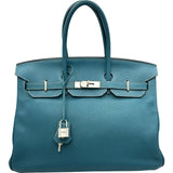 エルメス HERMES バーキン35 □O刻印 ブルージーン シルバー金具 トゴ レディース ハンドバッグ