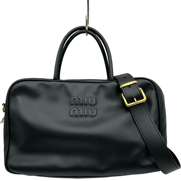 ミュウミュウ miu miu ボーバッグ ブラック レザー レディース