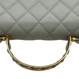 シャネル CHANEL トップハンドルミニフラップバッグ ミントグリーン ゴールド金具 キャビアスキン レディース ショルダーバッグ