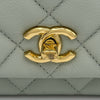 シャネル CHANEL トップハンドルミニフラップバッグ ミントグリーン ゴールド金具 キャビアスキン レディース ショルダーバッグ