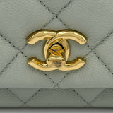 シャネル CHANEL トップハンドルミニフラップバッグ ミントグリーン ゴールド金具 キャビアスキン レディース ショルダーバッグ