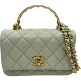 シャネル CHANEL トップハンドルミニフラップバッグ ミントグリーン ゴールド金具 キャビアスキン レディース ショルダーバッグ