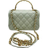 シャネル CHANEL トップハンドルミニフラップバッグ ミントグリーン ゴールド金具 キャビアスキン レディース ショルダーバッグ