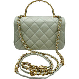シャネル CHANEL トップハンドルミニフラップバッグ ミントグリーン ゴールド金具 キャビアスキン レディース ショルダーバッグ