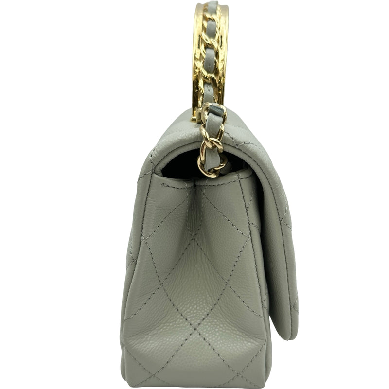 シャネル CHANEL トップハンドルミニフラップバッグ ミントグリーン