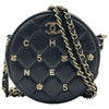シャネル CHANEL マトラッセ アイコンミニショルダー 30番台 ネイビー ゴールド金具 ラムスキン レディース ショルダーバッグ