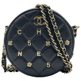 シャネル CHANEL マトラッセ アイコンミニショルダー 30番台 ネイビー ゴールド金具 ラムスキン レディース ショルダーバッグ