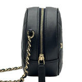 シャネル CHANEL マトラッセ アイコンミニショルダー 30番台 ネイビー ゴールド金具 ラムスキン レディース ショルダーバッグ