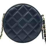 シャネル CHANEL マトラッセ アイコンミニショルダー 30番台 ネイビー ゴールド金具 ラムスキン レディース ショルダーバッグ
