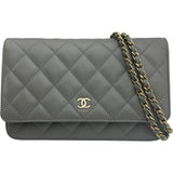 シャネル CHANEL マトラッセチェーンウォレット AP0250 グレー ゴールド金具 キャビアスキン レディース ショルダーバッグ