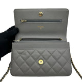 シャネル CHANEL マトラッセチェーンウォレット AP0250 グレー ゴールド金具 キャビアスキン レディース ショルダーバッグ