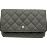 シャネル CHANEL マトラッセチェーンウォレット AP0250 グレー ゴールド金具 キャビアスキン レディース ショルダーバッグ