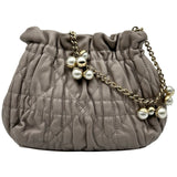 クリスチャン・ディオール Christian Dior カナージュバケットバッグ グレージュ レザー レディース ショルダーバッグ