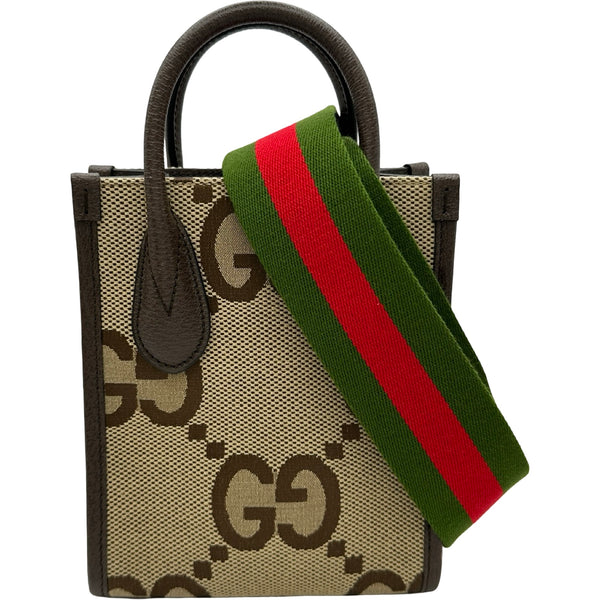 グッチ GUCCI ミニトートバッグ 699406 ブラウン ジャンボGGキャンバス