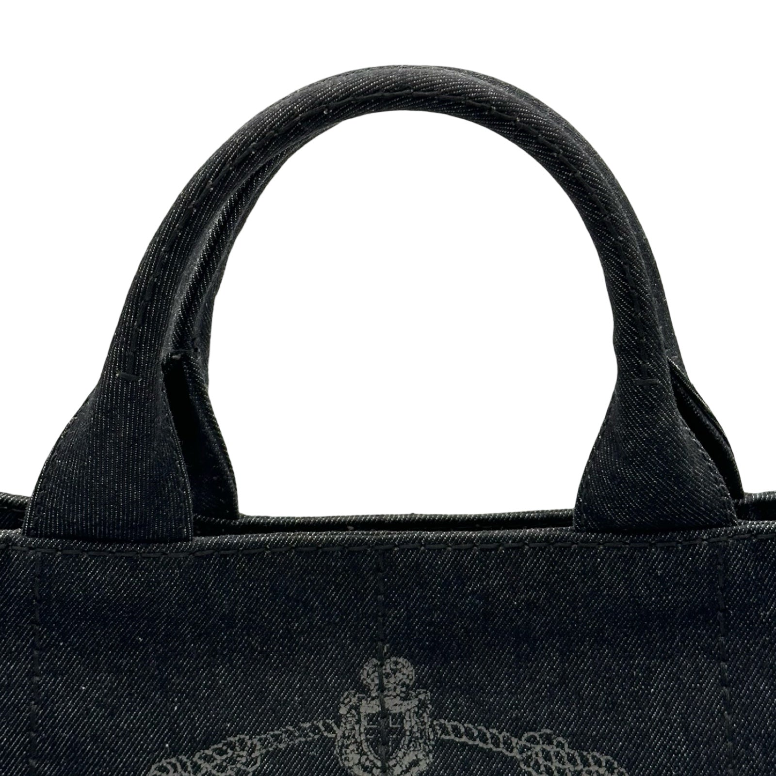 プラダ PRADA カナパ M ブラック デニム レディース トートバッグ