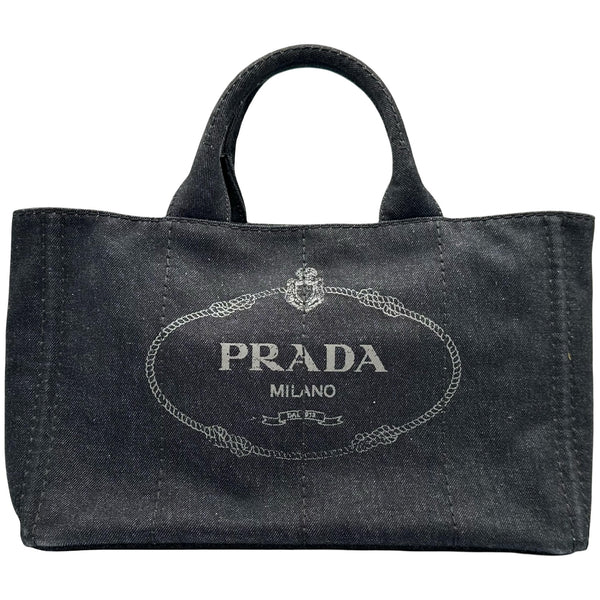 プラダ PRADA カナパ M ブラック デニム レディース トートバッグ