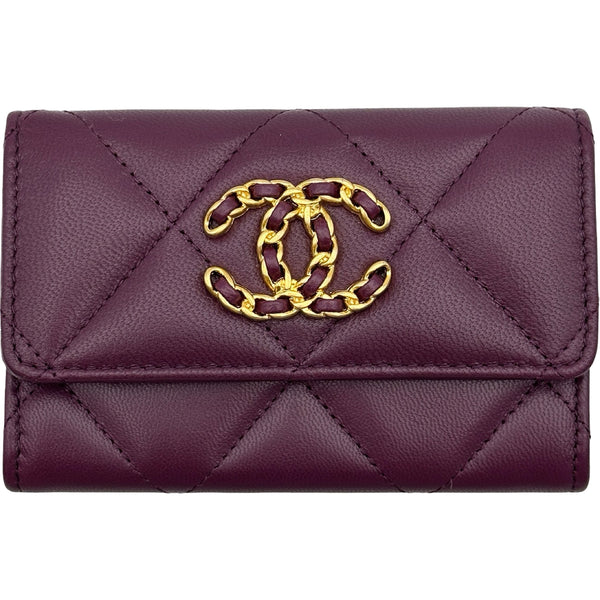 シャネル CHANEL CHANEL 19 カードケース AP1790 パープル ゴールド