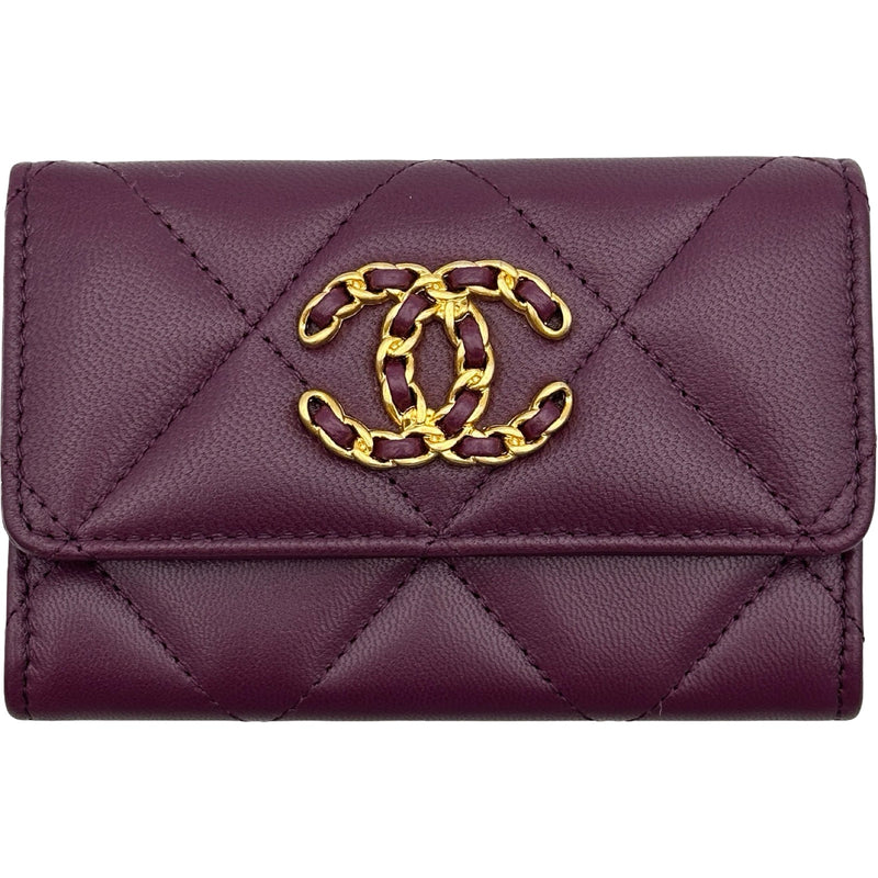 シャネル CHANEL CHANEL 19 カードケース AP1790 パープル ゴールド