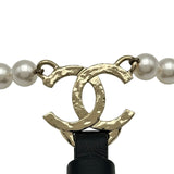 シャネル CHANEL ココマークサスペンダー ブラック ゴールド金具 パール/レザー/メタル レディース サスペンダー