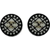 シャネル CHANEL ココマークラウンドピアス ブラック/ホワイト シルバー金具 プラスチック アクセサリー