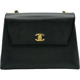 シャネル CHANEL トラペースチェーンショルダー 5番台 ブラック GD金具 キャビアスキン レディース ショルダーバッグ
