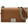 シャネル CHANEL ボーイシャネル25 A67086 キャメル シルバー金具 キャビアスキン レディース ショルダーバッグ