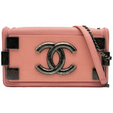 シャネル CHANEL ボーイブリックショルダー 18番台 ピンク シルバー金具 ラムスキン レディース ショルダーバッグ