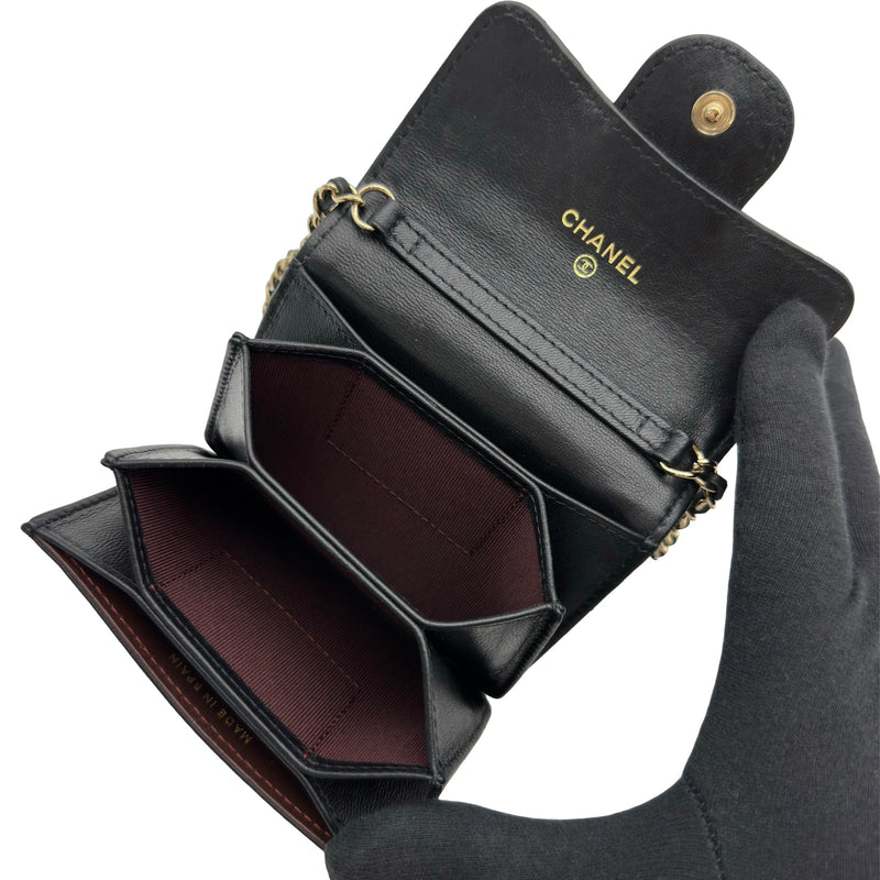 シャネル CHANEL マトラッセチェーンカードケース AP1730 ブラック
