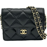 シャネル CHANEL マトラッセチェーンカードケース AP1730 ブラック ゴールド金具 ラムスキン レディース カードケース