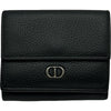 クリスチャン・ディオール Christian Dior コンパクトウォレット ブラック レザー レディース 二つ折り財布