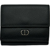 クリスチャン・ディオール Christian Dior コンパクトウォレット ブラック レザー レディース 二つ折り財布
