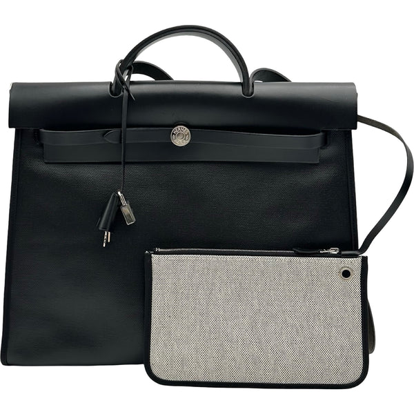 エルメス HERMES エールバッグジップMM Y刻印 ブラック トワルアッシュ